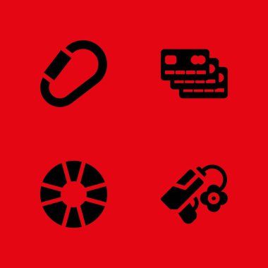 Güvenlik Icon set. kredi kartı, silah ve grafik tasarım ve web için can simidi vektör simge