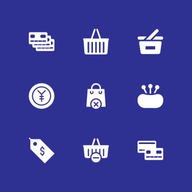 Alışveriş Icon set. alışveriş sepeti, durumda etiketi ve iğne grafik tasarım ve web için vektör simge