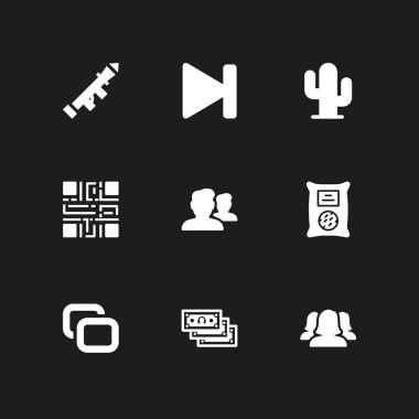 simge seti ver. grafik tasarım ve web için tohumlar, ileri ve kaktüs vektör simge