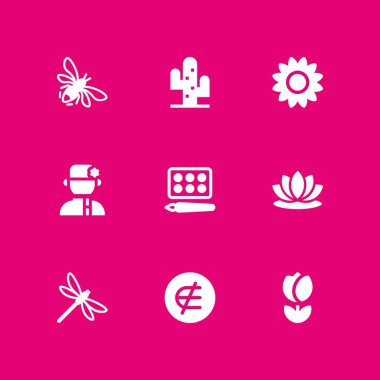 çiçek Icon set. bir öğe, grafik tasarım ve web için arı ve kaktüs vektör simge