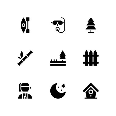 Doğa Icon set. Scuba diving, orman ve grafik tasarım ve web için Ukraynalı vektör simge