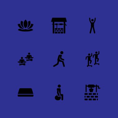 Yoga Icon set. grafik tasarım ve web için vektör simge lotus ve de germe