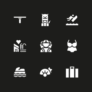 Plaj simge seti. deniz scooter, kırsalı ve grafik tasarım ve web için Avustralya vektör simge