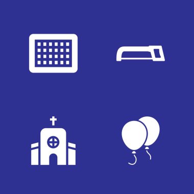 Düğün Icon set. Kilise, kesim ve balonlar vektör grafik tasarım ve web için simge