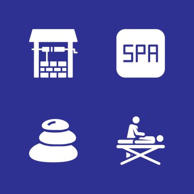 4 masaj Icon set grafik tasarım ve web için de, Masaj ve spa vektör çizim ile