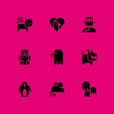 hayvan Icon set. grafik tasarım ve web için maymun, denizanası ve fare vektör simge