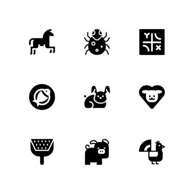 hayvan Icon set. grafik tasarım ve web için eksen, balık ve tavşan vektör simge