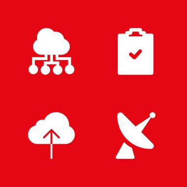 iletişim Icon set. Pano, uydu anteni ve grafik tasarım ve web için vektör simge bulut