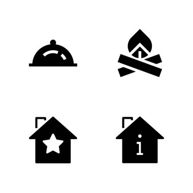 Aile Icon set. grafik tasarım ve web için şenlik ateşi, ev ve yemek vektör simgesi