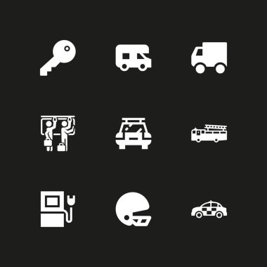 Araba Icon set. şarj, anahtar ve ulaşım vektör grafik tasarım ve web için simge