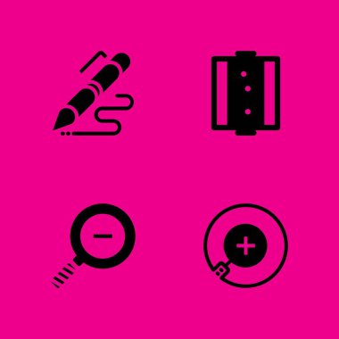 kalem, Kuaför Salonu, uzaklaştırmak ve yakınlaştırma Icons set. Vektör grafik tasarım web ve uygulama için