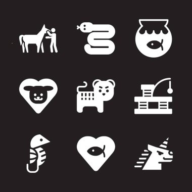 hayvan Icon set. Unicorn ile kaplan ve yılan vektör grafik tasarım ve web için simgeleri