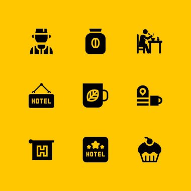 kahve Icon set. Türk, kahve makinesi ve kahvaltı vektör grafik tasarım ve web için simge