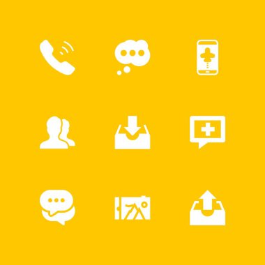 Mobil Icon set. sohbet kabarcık, kullanıcılar ve grafik tasarım ve web için sohbet vektör simge