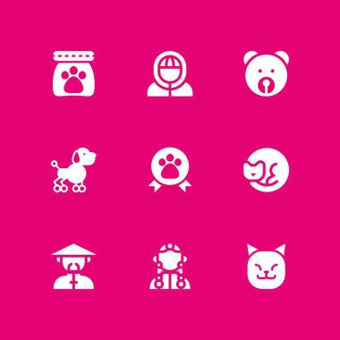 9 köpek simgesi ayı, fino köpeği ve grafik tasarım ve web için Çince vektör çizim seti