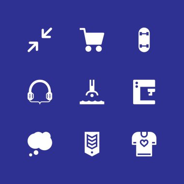 moda Icon set. grafik tasarım ve web için Chevron, kaykay ve gömlek vektör simge