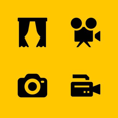 Film Icon set. video kamera, perdeleri ve grafik tasarım ve web için kamera vektör simge