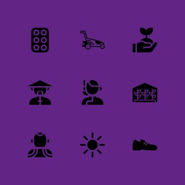 bahar Icon set. grafik tasarım ve web için ayakkabı, sera ve yumurta vektör simge