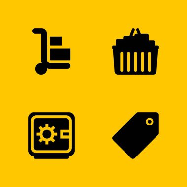 Alışveriş Icon set. arabası, fiyat etiketi ve grafik tasarım ve web için kasa vektör simge