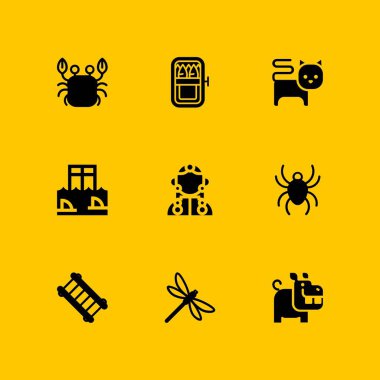 hayvan Icon set. su aygırı, sardalye ve grafik tasarım ve web için merdiven vektör simge