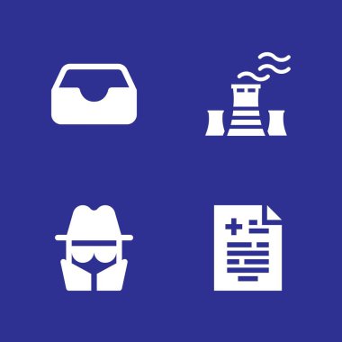 bilgisayar Icon set. grafik tasarım ve web için casus, gelen kutusu ve fabrika vektör simge