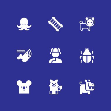 hayvan Icon set. grafik tasarım ve web için merdiven, su aygırı ve hata vektör simge