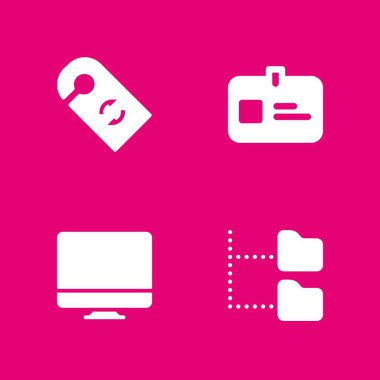 Office simge seti. grafik tasarım ve web için kapı tokmağı, imac ve klasör vektör simge