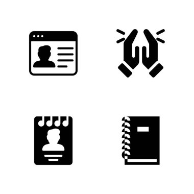 4 kitap simgesi ile grafik tasarım ve web için dua, profil ve defter vektör çizim seti