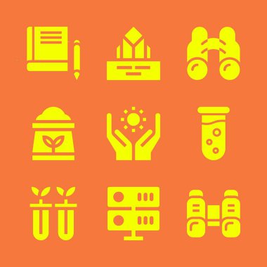 Bilim Icon set. Dürbün ile gübre ve dürbün vektör grafik tasarım ve web için simgeleri