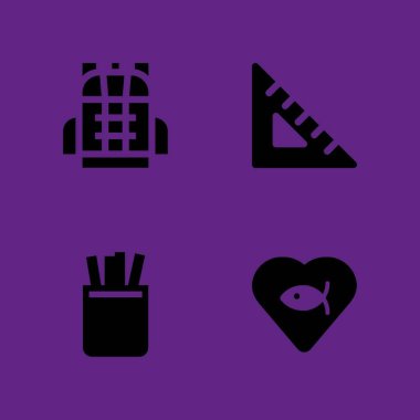 Okul Icon set. kalem çantası, sırt çantası ve grafik tasarım ve web için set kare vektör simge