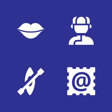 4 çift simgesi kayık ile seti öp ve grafik tasarım ve web için vektör çizim