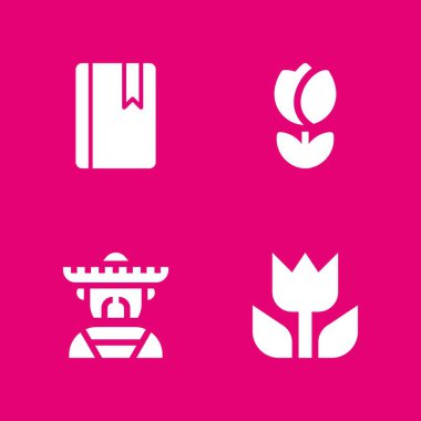 çiçek Icon set. lale, makro ve grafik tasarım ve web için Meksika vektör simge