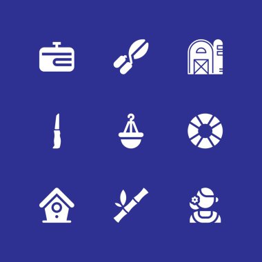 ağaç Icon set. grafik tasarım ve web için ahır, pot ve float vektör simgesi