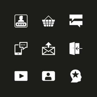 Internet simge seti. grafik tasarım ve web için alışveriş sepeti, sohbet ve akıllı telefon vektör simge