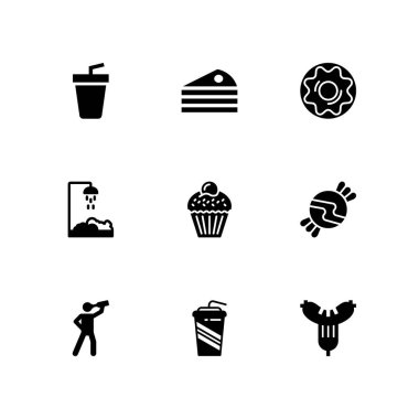 parti simge seti. grafik tasarım ve web için simge vektör meşrubat, pasta ve içecek