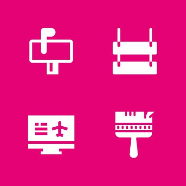 4 Kağıt simgesi kitaplık, rezervasyon ve grafik tasarım ve web için posta kutusu vektör çizim seti
