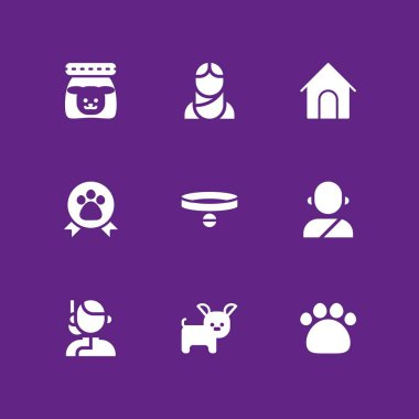 köpek Icon set. grafik tasarım ve web için Afgan, yaka ve pençe şerit vektör simge