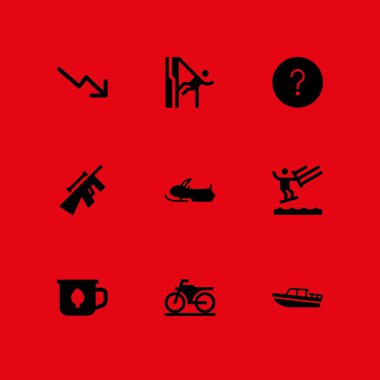 9 spor idolü grafik tasarım ve web için motosiklet, kaybı ve Kupası vektör çizim ile ayarla