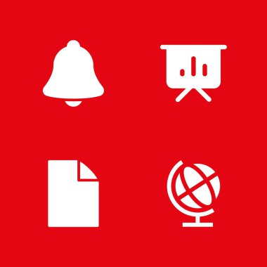 Ağ Icon set. Dosya, dünya küre ve sunum grafik tasarım ve web için simge vektör