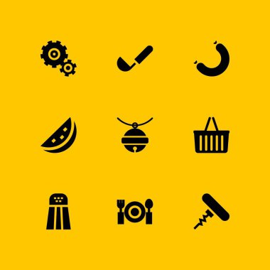 Gıda simge seti. grafik tasarım ve web için sosis, karpuz ve restoran vektör simge