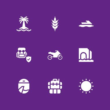 Güneş Icon set. Deniz Mağarası, jet ski ve grafik tasarım ve web için uçak vektör simge