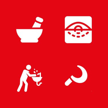 Tıbbi simge seti. grafik tasarım ve web için hijyen, harç ve göz tarama vektör simgesi