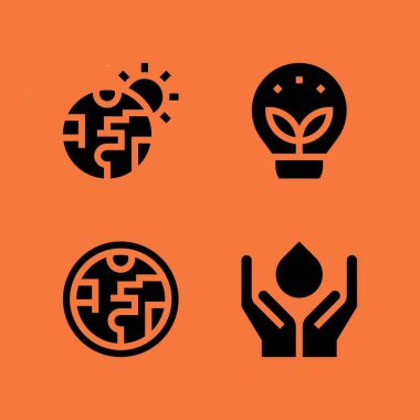 gezegen Icon set. Ekoloji, ozon tabakası ile ve su vektör simgeleri grafik tasarım ve web için Kaydet