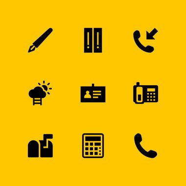 Office simge seti. telefon, başarı ve grafik tasarım ve web için kimlik kartı vektör simge