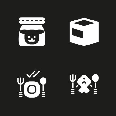 Gıda simge seti. Yemek, köpek gıda paketi grafik tasarım ve web için simge vektör ve