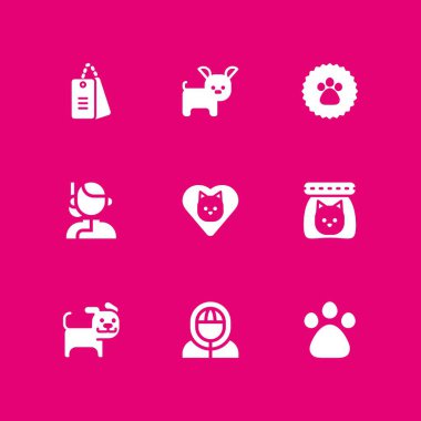 köpek Icon set. Eskimo, pençe etiket ve grafik tasarım ve web için kedi gıda vektör simge