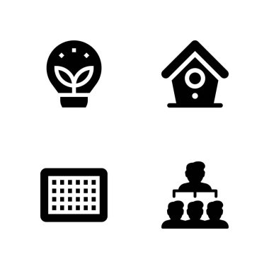 ağaç Icon set. grafik tasarım ve web için kesme, ekoloji ve kuş evi vektör simgesi