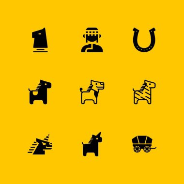 ATI simge seti. grafik tasarım ve web için at, eşek ve şövalye vektör simge