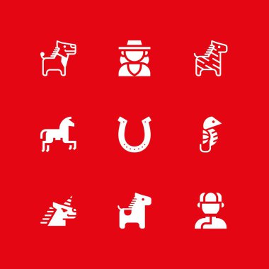 ATI simge seti. at, Moğol ve grafik tasarım ve web için at nalı vektör simge