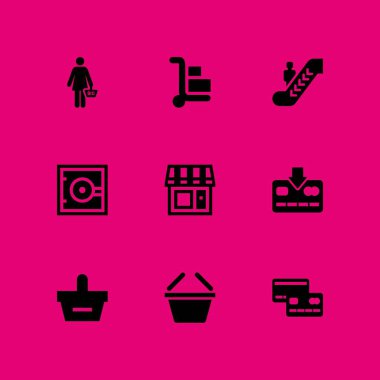 Alışveriş Icon set. kredi kartı, müşteri ve grafik tasarım ve web için arabası vektör simge